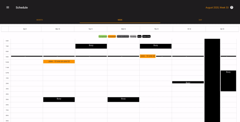 JustTrain, Show client only calendar events